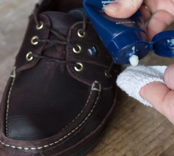 brushing-dubarry-leather-cream-in-to-deck-shoe